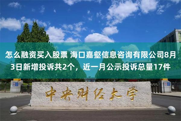 怎么融资买入股票 海口嘉壑信息咨询有限公司8月3日新增投诉共2个，近一月公示投诉总量17件